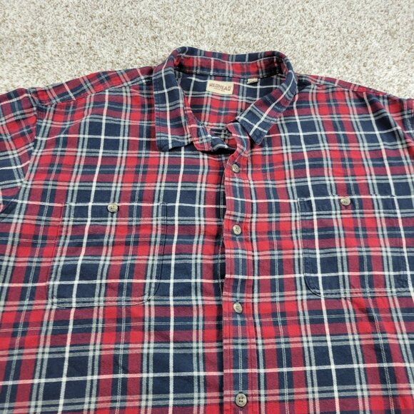 RedHead Flannel Shirt Mens 5XL Red Blue Plaid Long Sleeve Button Up - Picture 3 of 7